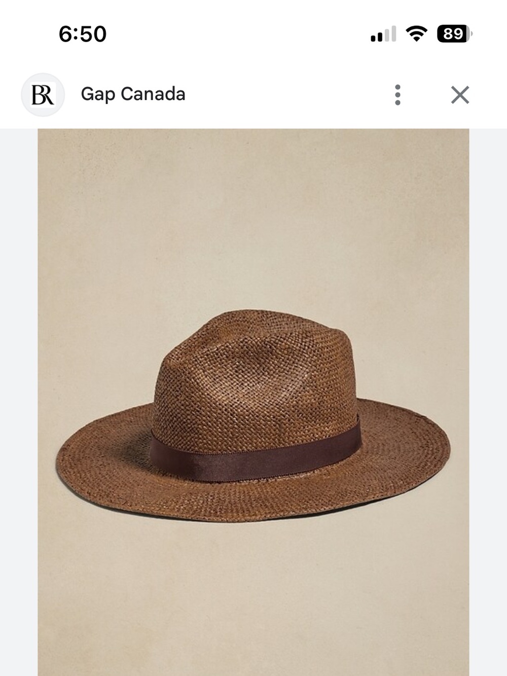 Banana Republic Brown Straw Fedora with Dark Brown Band
